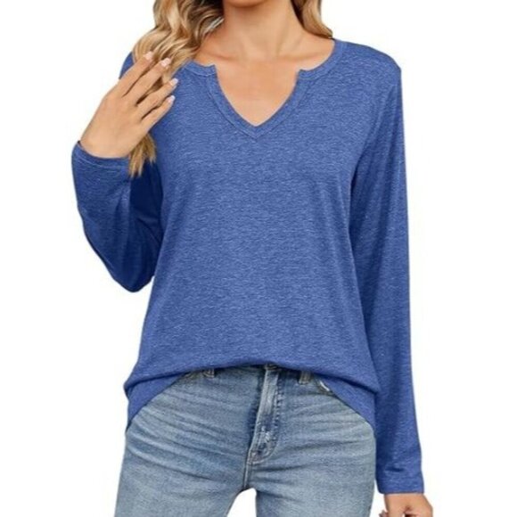 J. Jill Sweaters - J. Jill Women's Blue Pullover Sweater Split Neck Knitted Size Medium (C-4)